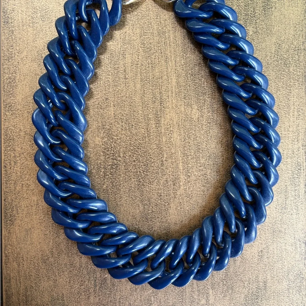 Chunky Vintage Blue Flat Chain Necklace - Picture 2 of 7